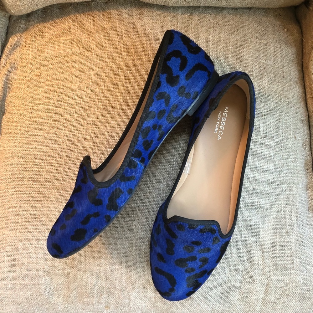 Faux fur leopard print flats